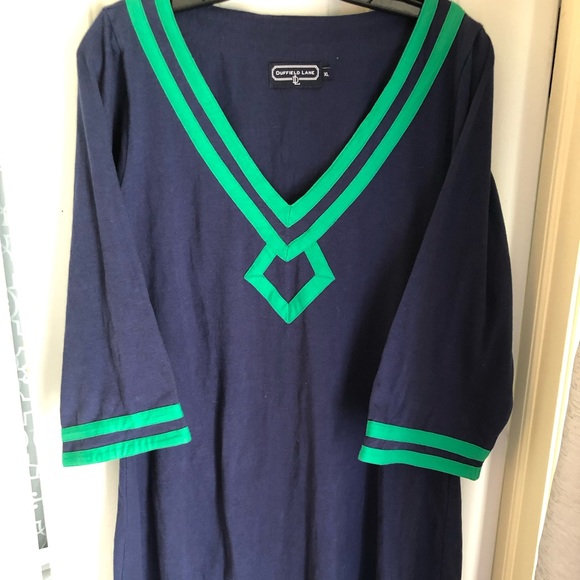 Duffield Lane Navy and Green dress, size XL - Picture 1 of 3